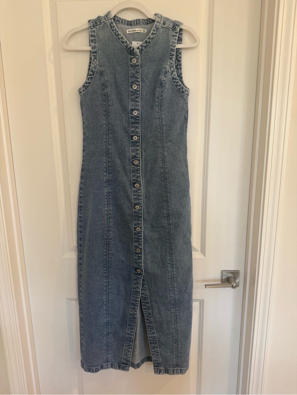 Abercrombie Mara High Neck Vest Sleeveless Denim Midi Dress (Small Tall)-NWT